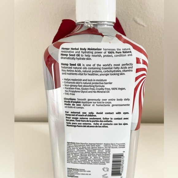 Hempz Peppermint Vanilla Swirl Body Lotion 100% Hemp Seed Oil 17 oz Full Size - Picture 7 of 8